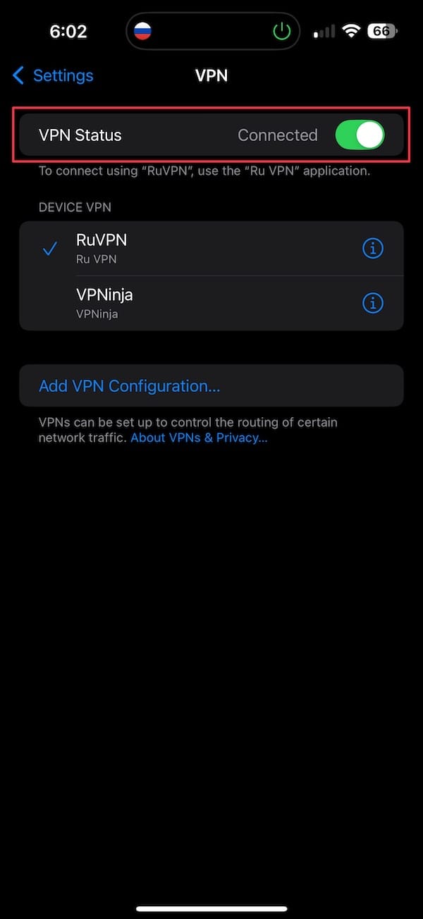 Check the connection status